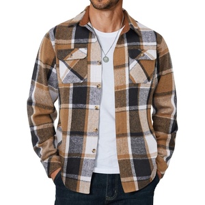 image:imageCOOFANDY Mens Long Sleeve Flannel Shirts Jacket Fashion Plaid Jackets Casual Button Down Shirt with PocketsKhakiblack