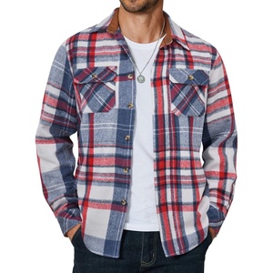 image:imageCOOFANDY Mens Long Sleeve Flannel Shirts Jacket Fashion Plaid Jackets Casual Button Down Shirt with PocketsRed Blue