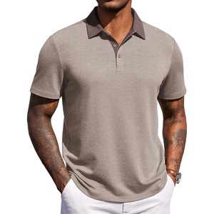 image:imageCOOFANDY Mens Polo Shirts Short Sleeve Casual Summer Polo Tee Classic Collared Golf Stylish TopsKhakibrown Collar