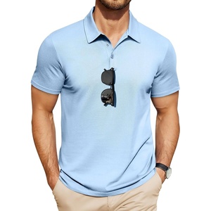 image:imageCOOFANDY Mens Polo Shirts Short Sleeve Pique Jersey Golf Shirt Casual Summer Collared TShirtsLight Blue
