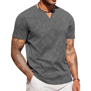 image:imageCOOFANDY Mens T Shirts V Neck 100 Cotton Short Sleeve Casual Summer Vintage Tee ShirtGrey