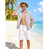 image:imageCOOFANDY Linen Shirts for Men Short Sleeve Button Down Shirt Casual Beach Summer Vacation Shirt with PocketLight Gray
