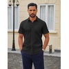 image:imageCOOFANDY Men Button Down Shirt Short Sleeve Casual Shirts Printed Dress Shirt with PocketAblack