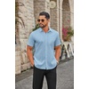 image:imageCOOFANDY Men Button Down Shirt Short Sleeve Casual Shirts Printed Dress Shirt with PocketBlue