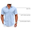image:imageCOOFANDY Men Button Down Shirt Short Sleeve Casual Shirts Printed Dress Shirt with PocketBlue