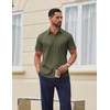 image:imageCOOFANDY Men Button Down Shirt Short Sleeve Casual Shirts Printed Dress Shirt with PocketDark Army Green