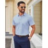 image:imageCOOFANDY Men Button Down Shirt Short Sleeve Casual Shirts Printed Dress Shirt with PocketLight Bluesquare