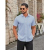 image:imageCOOFANDY Men Button Down Shirt Short Sleeve Casual Shirts Printed Dress Shirt with PocketLight Bluesquare