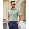 image:imageCOOFANDY Men Button Down Shirt Short Sleeve Casual Shirts Printed Dress Shirt with PocketLight Greenflower