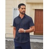 image:imageCOOFANDY Men Button Down Shirt Short Sleeve Casual Shirts Printed Dress Shirt with PocketNavy Bluepolka Dots