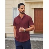 image:imageCOOFANDY Men Button Down Shirt Short Sleeve Casual Shirts Printed Dress Shirt with PocketWine Redpolka Dots