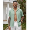 image:imageCOOFANDY Men Short Sleeve Button Down Shirts Summer Linen Textured Shirt Casual Beach Tops with Pocket01sage Green