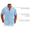 image:imageCOOFANDY Men Short Sleeve Button Down Shirts Summer Linen Textured Shirt Casual Beach Tops with Pocket02light Blue