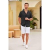 image:imageCOOFANDY Men Short Sleeve Button Down Shirts Summer Linen Textured Shirt Casual Beach Tops with PocketBlack