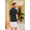 image:imageCOOFANDY Men Short Sleeve Button Down Shirts Summer Linen Textured Shirt Casual Beach Tops with PocketBlack