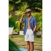 image:imageCOOFANDY Men Short Sleeve Button Down Shirts Summer Linen Textured Shirt Casual Beach Tops with PocketDenim Blue