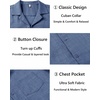 image:imageCOOFANDY Men Short Sleeve Button Down Shirts Summer Linen Textured Shirt Casual Beach Tops with PocketDenim Blue