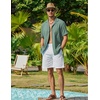 image:imageCOOFANDY Men Short Sleeve Button Down Shirts Summer Linen Textured Shirt Casual Beach Tops with PocketGrey Green