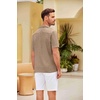 image:imageCOOFANDY Men Short Sleeve Button Down Shirts Summer Linen Textured Shirt Casual Beach Tops with PocketKhaki