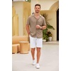 image:imageCOOFANDY Men Short Sleeve Button Down Shirts Summer Linen Textured Shirt Casual Beach Tops with PocketKhaki