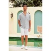 image:imageCOOFANDY Men Short Sleeve Button Down Shirts Summer Linen Textured Shirt Casual Beach Tops with PocketLight Gray