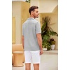 image:imageCOOFANDY Men Short Sleeve Button Down Shirts Summer Linen Textured Shirt Casual Beach Tops with PocketLight Gray