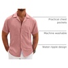 image:imageCOOFANDY Men Short Sleeve Button Down Shirts Summer Linen Textured Shirt Casual Beach Tops with PocketPink