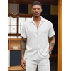 image:imageCOOFANDY Men Short Sleeve Button Down Shirts Summer Linen Textured Shirt Casual Beach Tops with PocketWhite