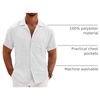 image:imageCOOFANDY Men Short Sleeve Button Down Shirts Summer Linen Textured Shirt Casual Beach Tops with PocketWhite