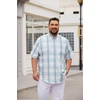 image:imageCOOFANDY Mens Big and Tall Shirts Short Sleeve Casual Button Down Plaid Shirt Wrinkle Free Dress Shirt with PocketWhiteblue