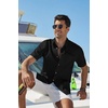 image:imageCOOFANDY Mens Button Down Shirt Short Sleeve Cotton Casual Summer Shirts Beach Vacation Linen Shirts for MenBlack