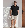 image:imageCOOFANDY Mens Button Down Shirt Short Sleeve Cotton Casual Summer Shirts Beach Vacation Linen Shirts for MenBlack