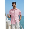 image:imageCOOFANDY Mens Button Down Shirt Short Sleeve Cotton Casual Summer Shirts Beach Vacation Linen Shirts for MenIcy Pink