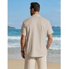 image:imageCOOFANDY Mens Button Down Shirt Short Sleeve Cotton Casual Summer Shirts Beach Vacation Linen Shirts for MenKhaki