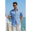 image:imageCOOFANDY Mens Button Down Shirt Short Sleeve Cotton Casual Summer Shirts Beach Vacation Linen Shirts for MenLight Blue