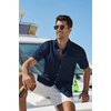 image:imageCOOFANDY Mens Button Down Shirt Short Sleeve Cotton Casual Summer Shirts Beach Vacation Linen Shirts for MenNavy Blue