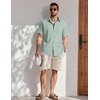 image:imageCOOFANDY Mens Button Down Shirt Short Sleeve Cotton Casual Summer Shirts Beach Vacation Linen Shirts for MenSage Green