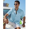 image:imageCOOFANDY Mens Button Down Shirt Short Sleeve Cotton Casual Summer Shirts Beach Vacation Linen Shirts for MenSky Blue