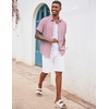 image:imageCOOFANDY Mens Button Down Shirts Short Sleeve Casual Summer Beach Vacation Wedding Shirt with PocketDeep Pink