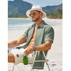 image:imageCOOFANDY Mens Button Down Short Sleeve Linen Shirt Casual Summer Beach Vacation ShirtsArmy Green