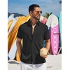 image:imageCOOFANDY Mens Button Down Short Sleeve Linen Shirt Casual Summer Beach Vacation ShirtsBlack