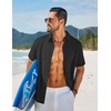 image:imageCOOFANDY Mens Button Down Short Sleeve Linen Shirt Casual Summer Beach Vacation ShirtsBlack