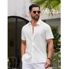 image:imageCOOFANDY Mens Button Down Short Sleeve Linen Shirt Casual Summer Beach Vacation ShirtsClear White