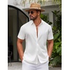 image:imageCOOFANDY Mens Button Down Short Sleeve Linen Shirt Casual Summer Beach Vacation ShirtsClear White