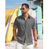 image:imageCOOFANDY Mens Button Down Short Sleeve Linen Shirt Casual Summer Beach Vacation ShirtsDark Grey