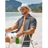 image:imageCOOFANDY Mens Button Down Short Sleeve Linen Shirt Casual Summer Beach Vacation ShirtsDark Grey