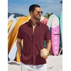 image:imageCOOFANDY Mens Button Down Short Sleeve Linen Shirt Casual Summer Beach Vacation ShirtsDark Red