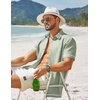 image:imageCOOFANDY Mens Button Down Short Sleeve Linen Shirt Casual Summer Beach Vacation ShirtsLight Green