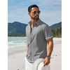 image:imageCOOFANDY Mens Button Down Short Sleeve Linen Shirt Casual Summer Beach Vacation ShirtsLight Grey