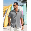 image:imageCOOFANDY Mens Button Down Short Sleeve Linen Shirt Casual Summer Beach Vacation ShirtsLight Grey